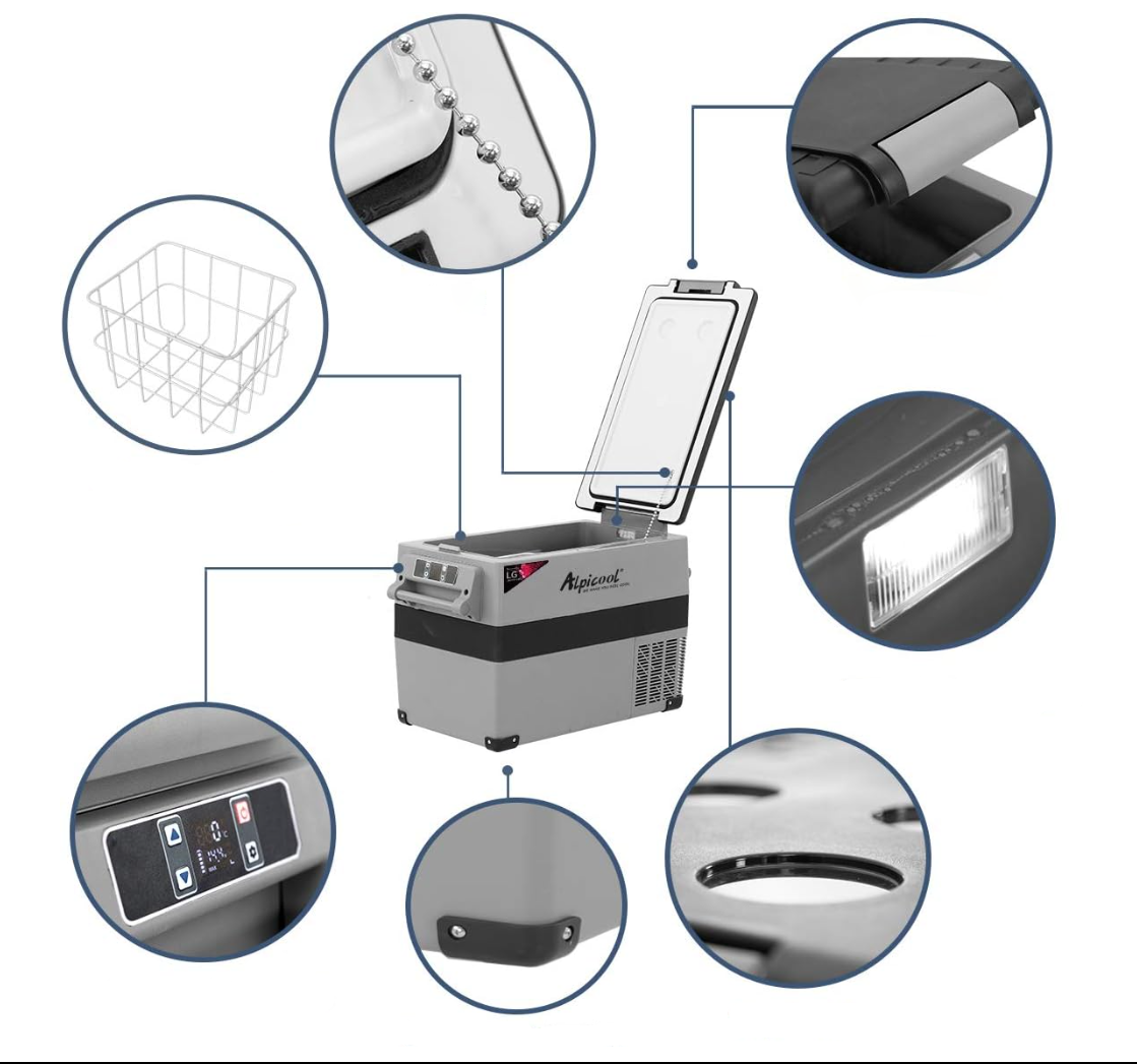 მაცივარი მანქანის 40L (2.5m DC კაბელით)